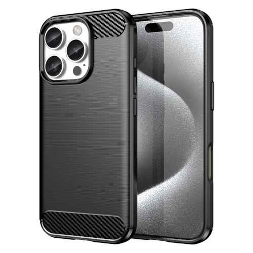 Силиконов Калъф Carbon Fibre Brushed за iPhone 16 Pro Max, Черен