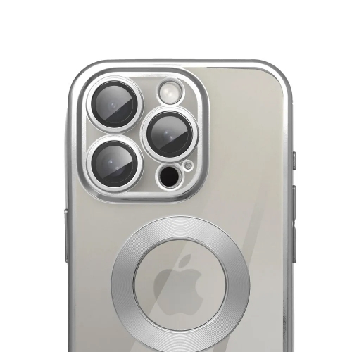 Силиконов калъф Glam за iPhone 16 Pro, Сребрист