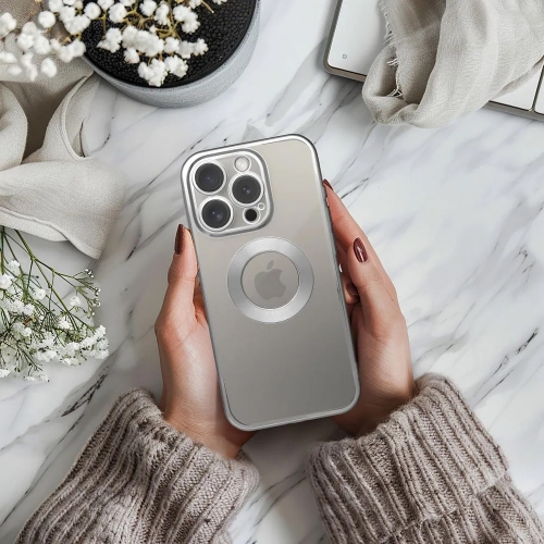 Силиконов калъф Glam за iPhone 16 Pro, Сребрист