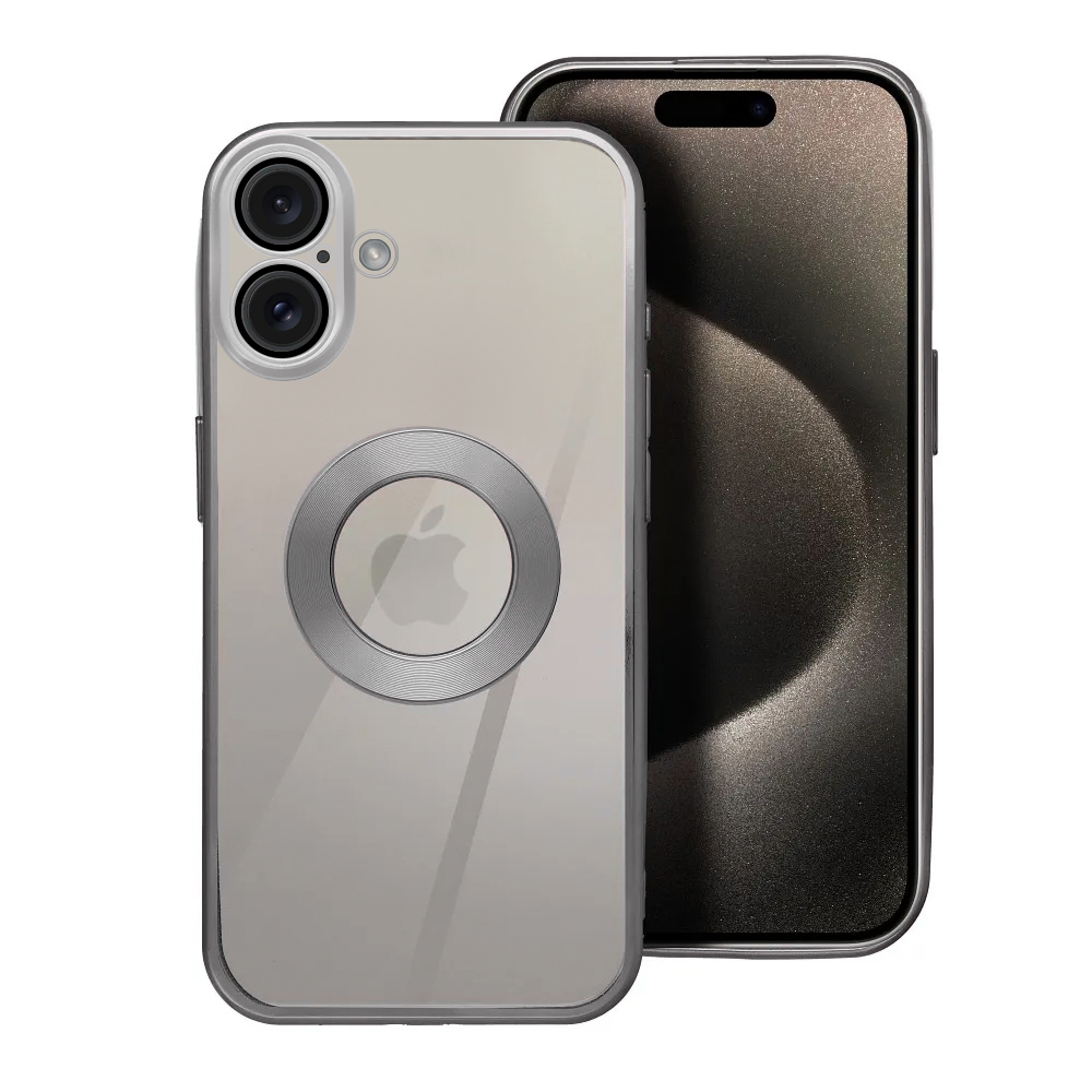 Силиконов калъф Glam за iPhone 16, Сребрист