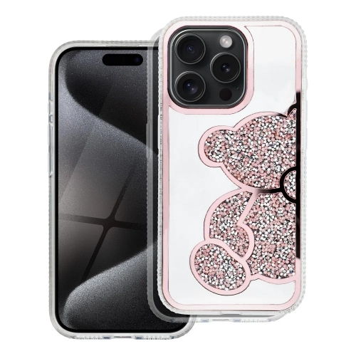 Удароустойчив калъф Teddy Bear за iPhone 16 Pro Max, Розов
