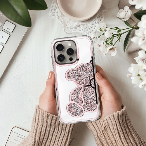 Удароустойчив калъф Teddy Bear за iPhone 16 Pro, Розов