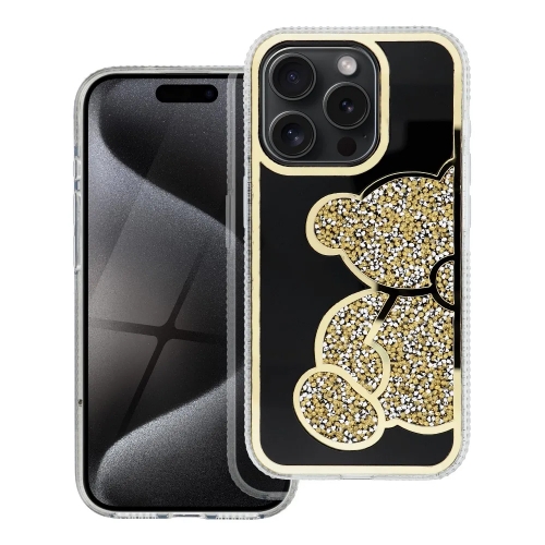 Удароустойчив калъф Teddy Bear за iPhone 16 Pro, Златист