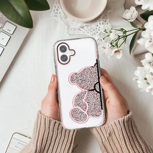 Удароустойчив калъф Teddy Bear за iPhone 16, Розов
