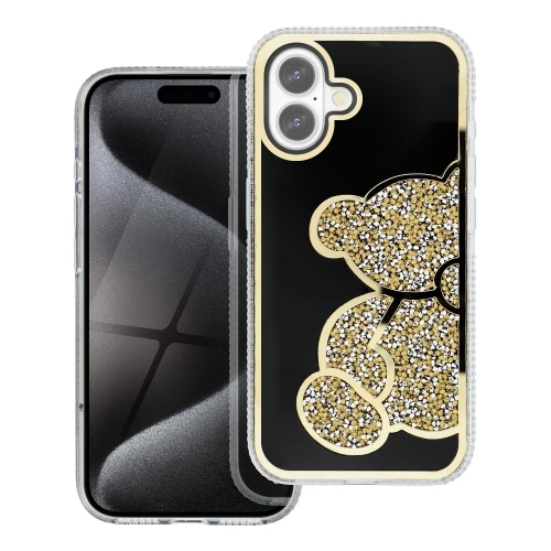Удароустойчив калъф Teddy Bear за iPhone 16, Златист