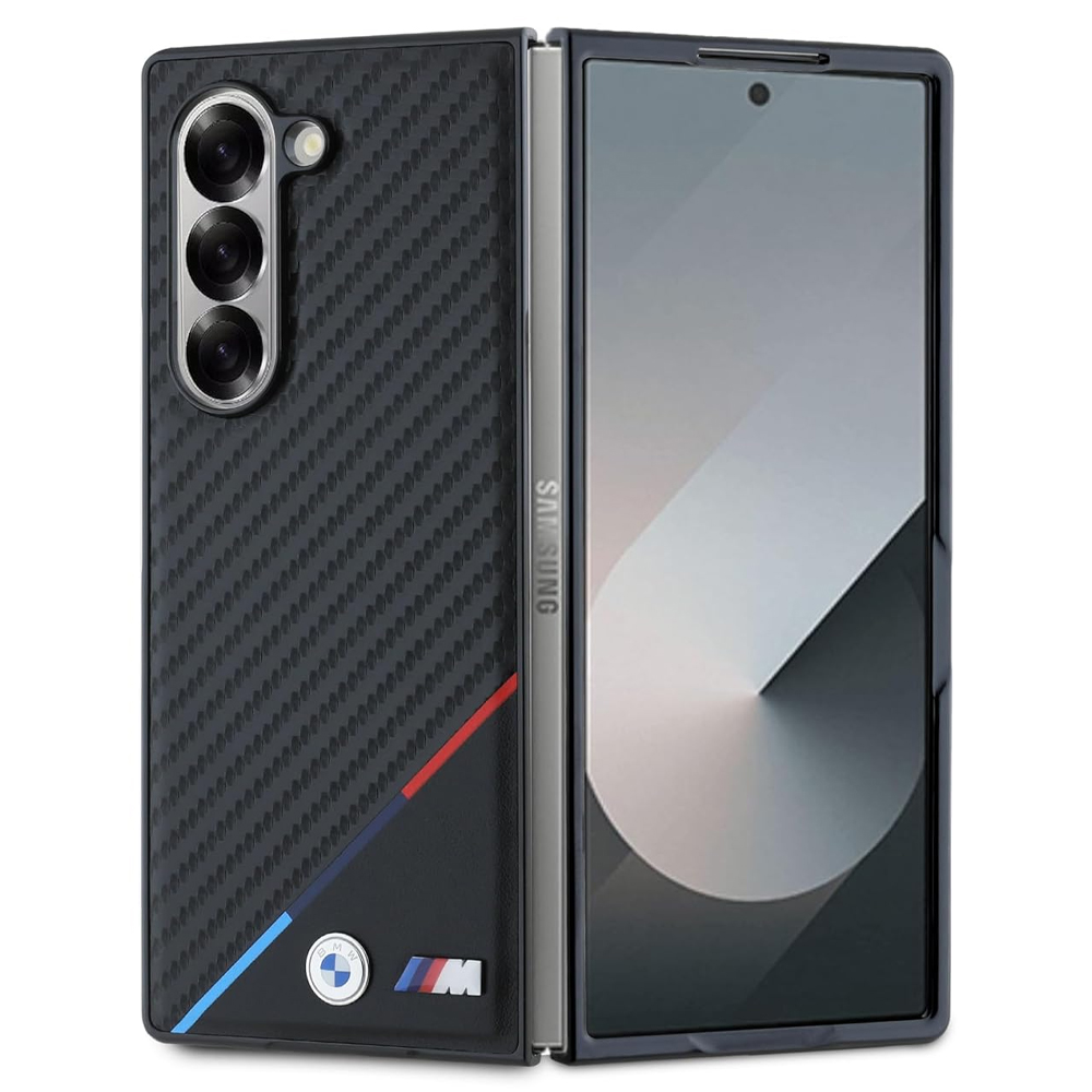 Калъф BMW за Samsung Galaxy Z Fold 6, M PU Carbon Tricolor Stripe MagSafe, BMHMZFD623PUDTK