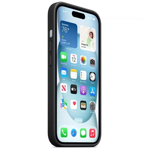 Калъф Apple FineWoven Case with MagSafe за iPhone 15, MT393ZM / A, Черен