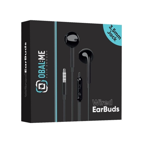 Слушалки с микрофон OBAL-ME Wired Earphones 3.5mm Jack, Черен