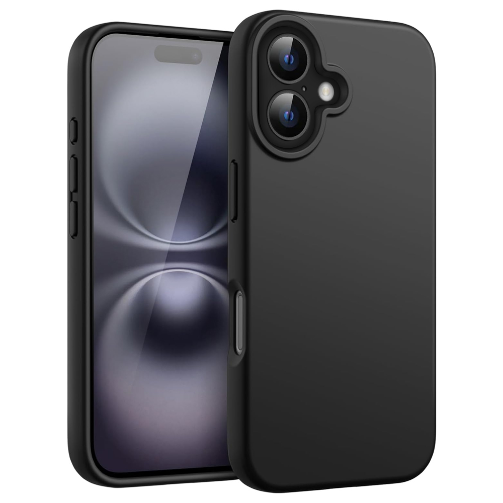 Силиконов калъф Matte за iPhone 16 Plus, Черен