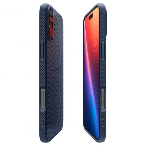 Удароустойчив Калъф Spigen Liquid Air за iPhone 16, ACS08195, Matte, Тъмно син