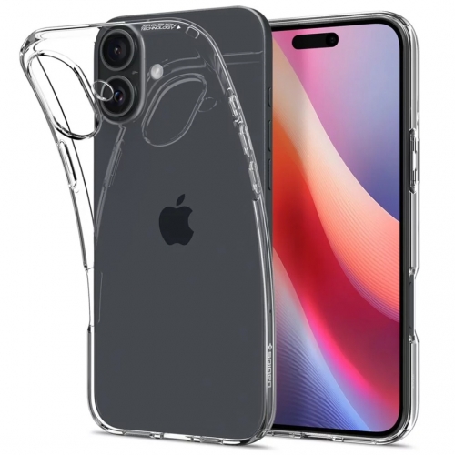 Силиконов калъф Spigen Liquid Crystal за iPhone 16, ACS08190, Прозрачен
