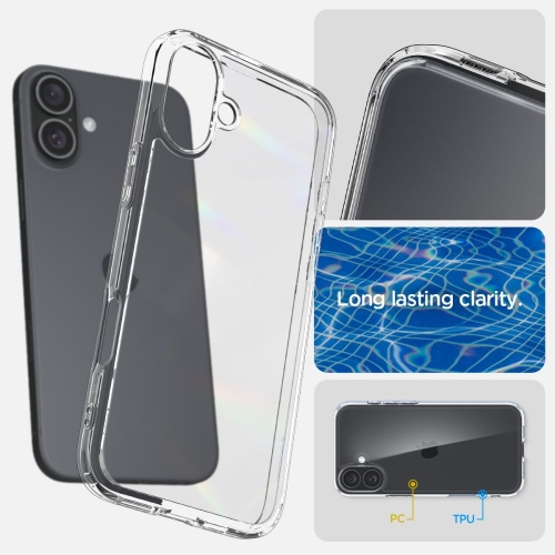 Удароустойчив калъф Spigen Ultra Hybrid за iPhone 16, ACS08197, Прозрачен