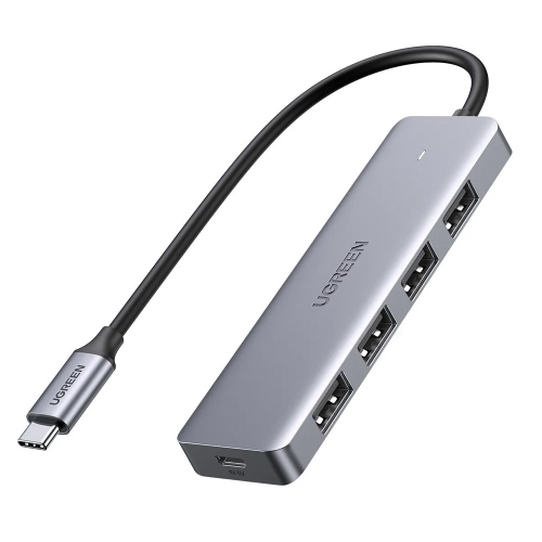 USB Хъб UGREEN CM219 4xUSB-A 3.0 1xUSB-C Input USB-C, Сребрист