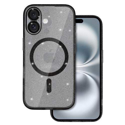 Удароустойчив калъф Glitter MagSF за iPhone 16, Черен