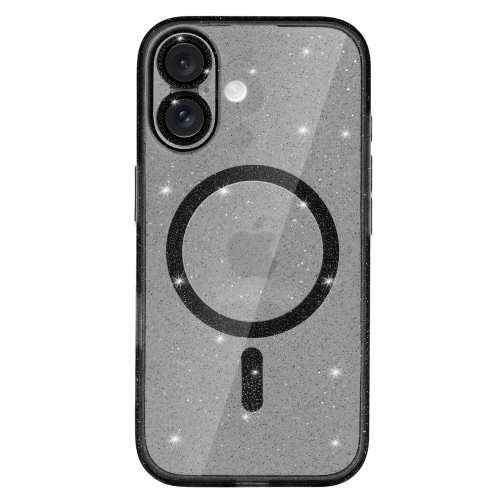 Удароустойчив калъф Glitter MagSF за iPhone 16 Plus, Черен