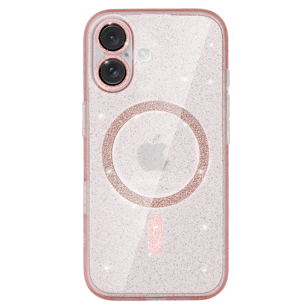 Удароустойчив калъф Glitter MagSF за iPhone 16 Plus, Розов