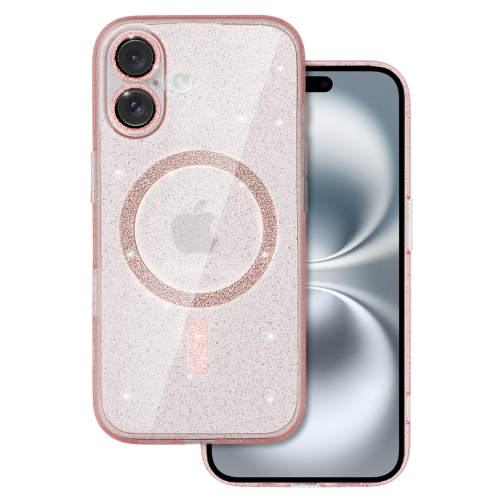 Удароустойчив калъф Glitter MagSF за iPhone 16 Plus, Розов