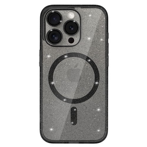 Удароустойчив калъф Glitter MagSF за iPhone 16 Pro, Черен