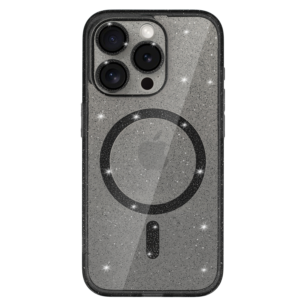 Удароустойчив калъф Glitter MagSF за iPhone 16 Pro Max, Черен