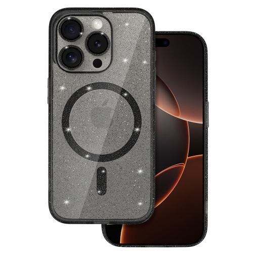 Удароустойчив калъф Glitter MagSF за iPhone 16 Pro Max, Черен