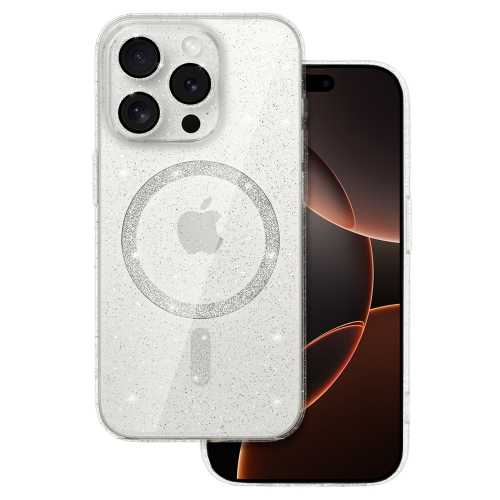 Удароустойчив калъф Glitter MagSF за iPhone 16 Pro Max, Прозрачен