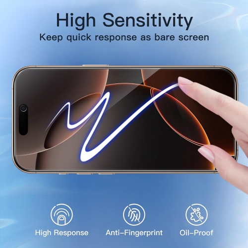 Стъклен Протектор PRIVACY за iPhone 16 Pro, 5D Full Glue, Черен