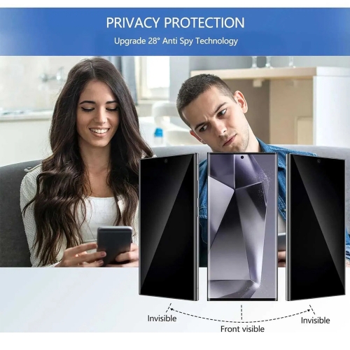 Стъклен Протектор PRIVACY за Samsung Galaxy S24 Ultra, 5D Full Glue, Черен