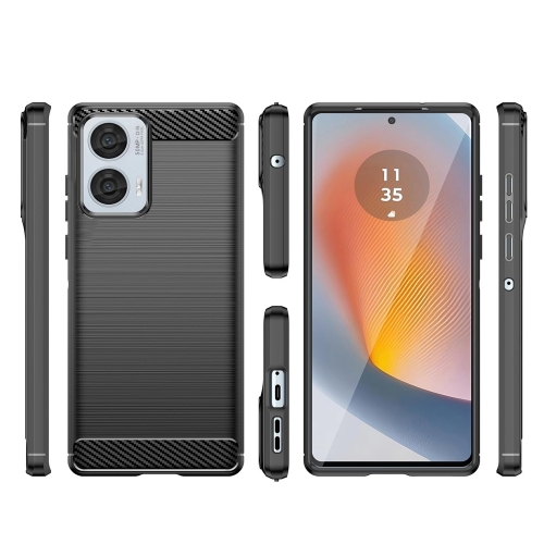 Силиконов Калъф Techsuit Carbon Fibre Brushed за Motorola Moto G85, Черен