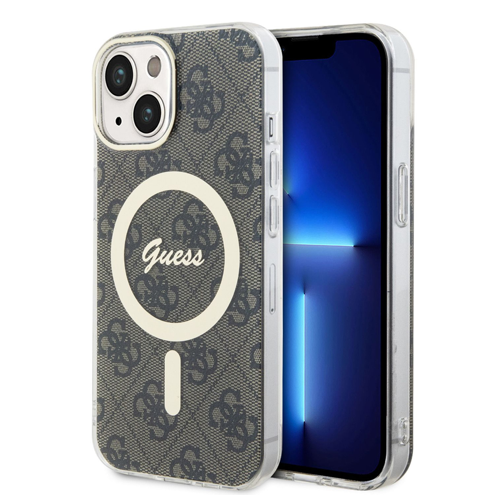 Калъф GUESS, IML 4G MagSafe за iPhone 15, GUHMP15SH4STW, Кафяв