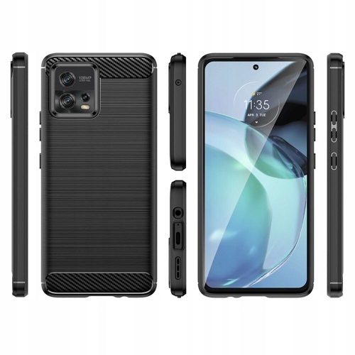 Силиконов Калъф Techsuit Carbon Fibre Brushed за Motorola Moto G72, Черен