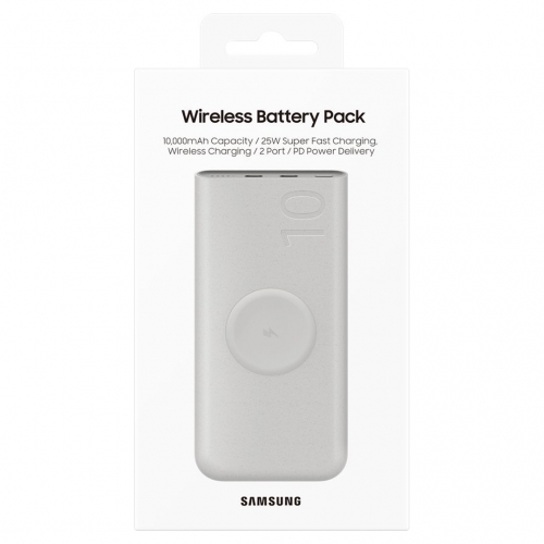  Външна батерия Samsung Wireless 10 000 mAh 2xUSB-C 25W, Power Bank, EB-U2510XUE, Бежов