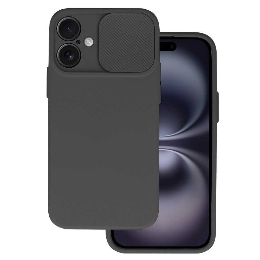 Силиконов калъф Camshield Soft за iPhone 16, Черен