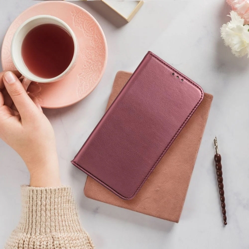 Калъф тефтер Magnetic Book за Motorola Moto G72, Бургунди 