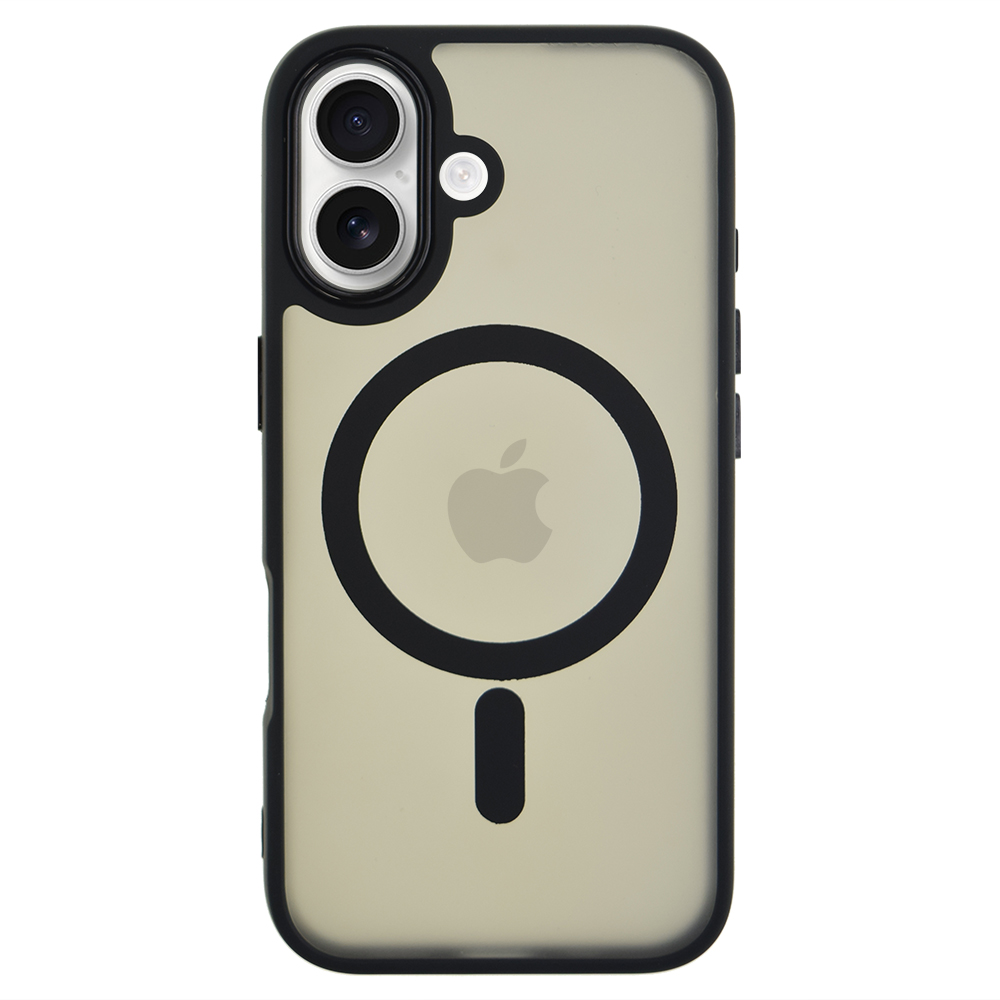 Удароустойчив калъф MagSF Matte за iPhone 16, Черен