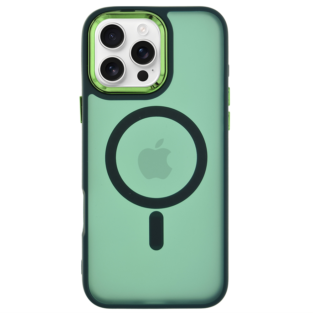 Удароустойчив калъф MagSF Matte за iPhone 16 Pro, Зелен