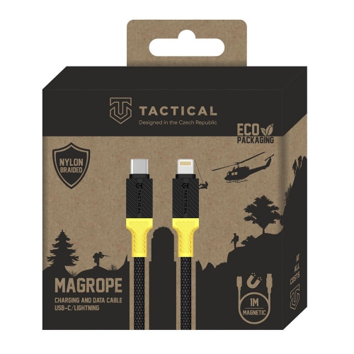 Магнитен кабел Tactical MagRope USB-C към Lightning, 1m, Черен- жълт