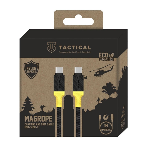 Магнитен кабел Tactical MagRope USB-C към USB-C, 1m, Черен- жълт