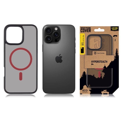 Удароустойчив калъф Tactical MagForce Hyperstealth 2.0 за iPhone 16 Pro Max, Черен-червен
