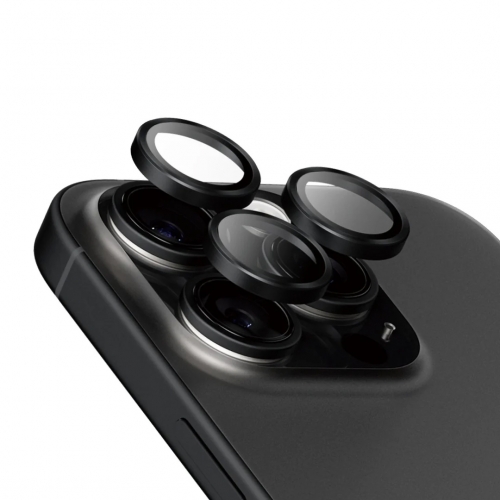 Стъклен Протектор за камера PanzerGlass Hoops Lens Protector за iPhone 15 Pro / 15 Pro Max, Черен
