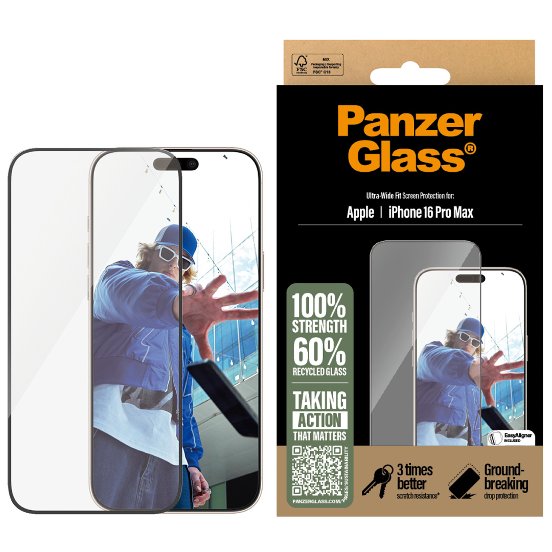 Стъклен Протектор PanzerGlass за iPhone 16 Pro Max, Ultra-Wide Fit