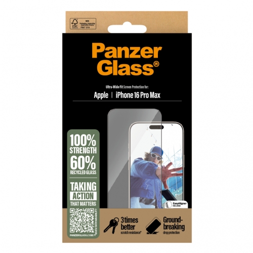 Стъклен Протектор PanzerGlass за iPhone 16 Pro Max, Ultra-Wide Fit