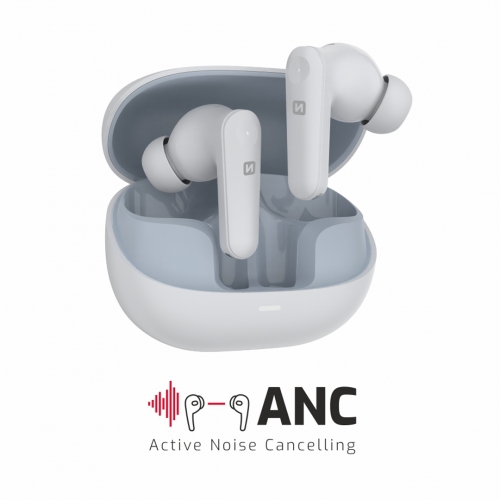 Слушалки TWS SWISSTEN Focus Bluetooth ANC Earphones, Бял