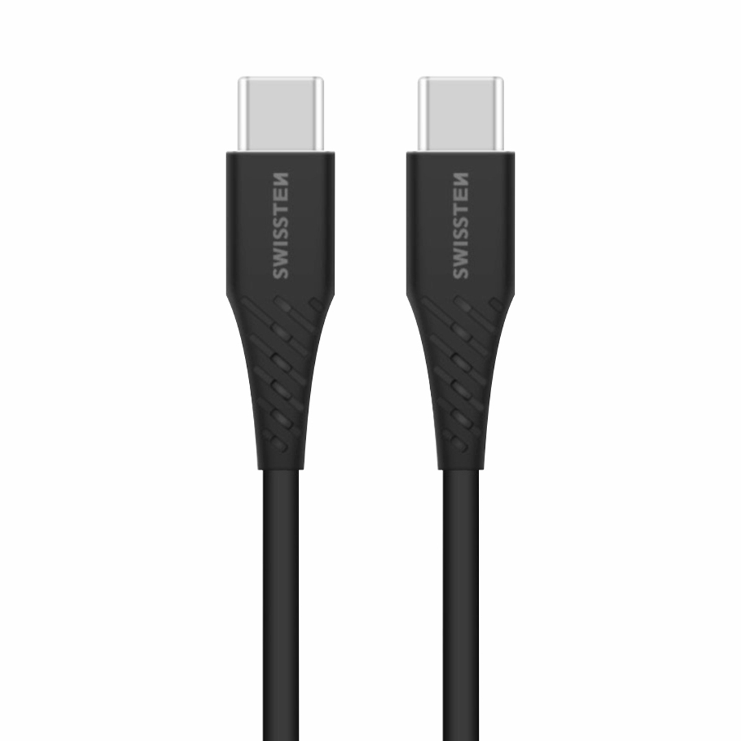Кабел SWISSTEN USB-C към USB-C, Power Delivery, 5A, 100W,1.5m, Черен