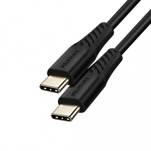 Кабел SWISSTEN USB-C към USB-C, Power Delivery, 5A, 100W,1.5m, Черен