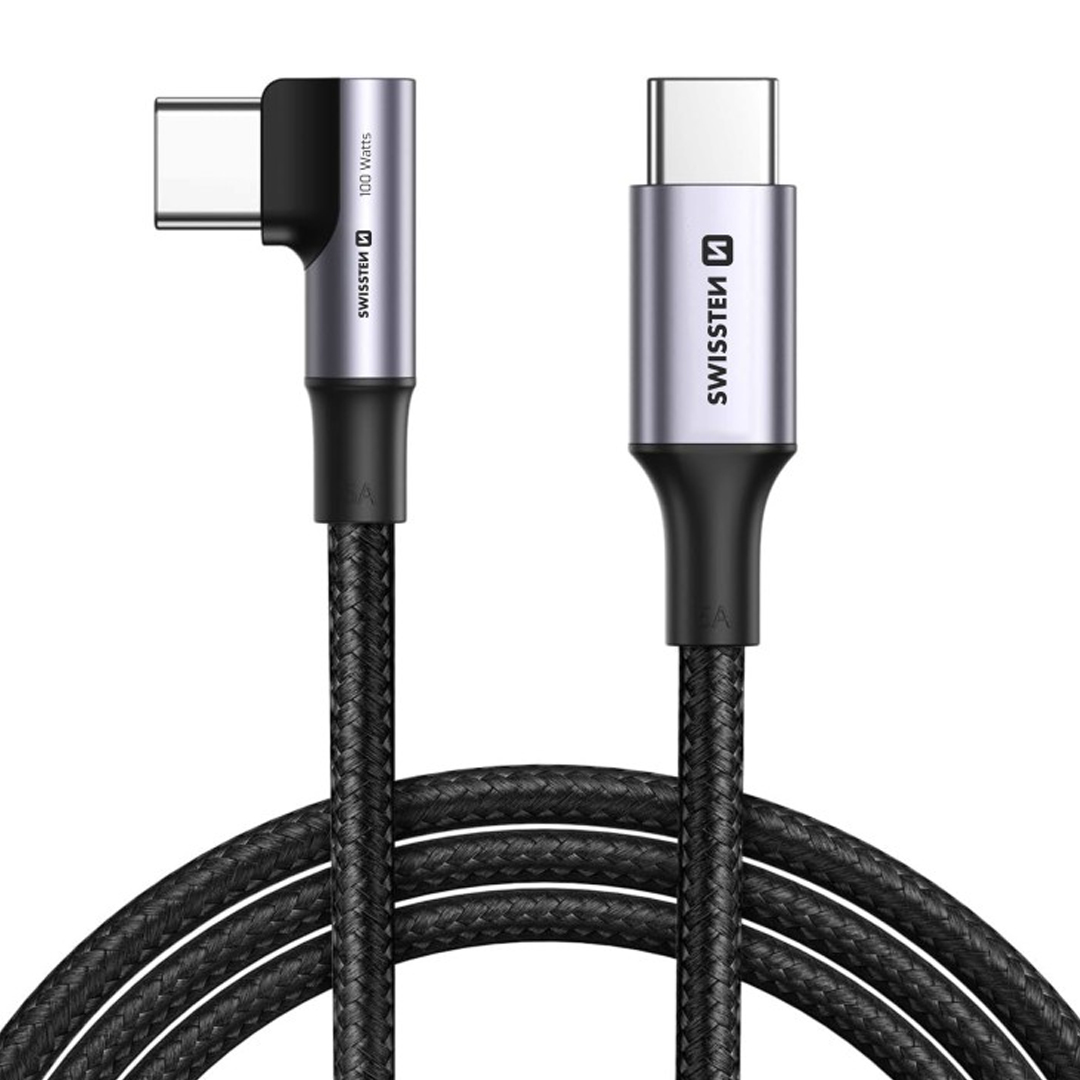 Кабел SWISSTEN USB-C към USB-C, Laptop, Gaming, 5A, 100W, 2m, Черен