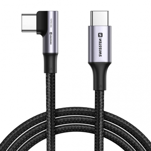 Кабел SWISSTEN USB-C към USB-C, Laptop, Gaming, 5A, 100W, 2m, Черен