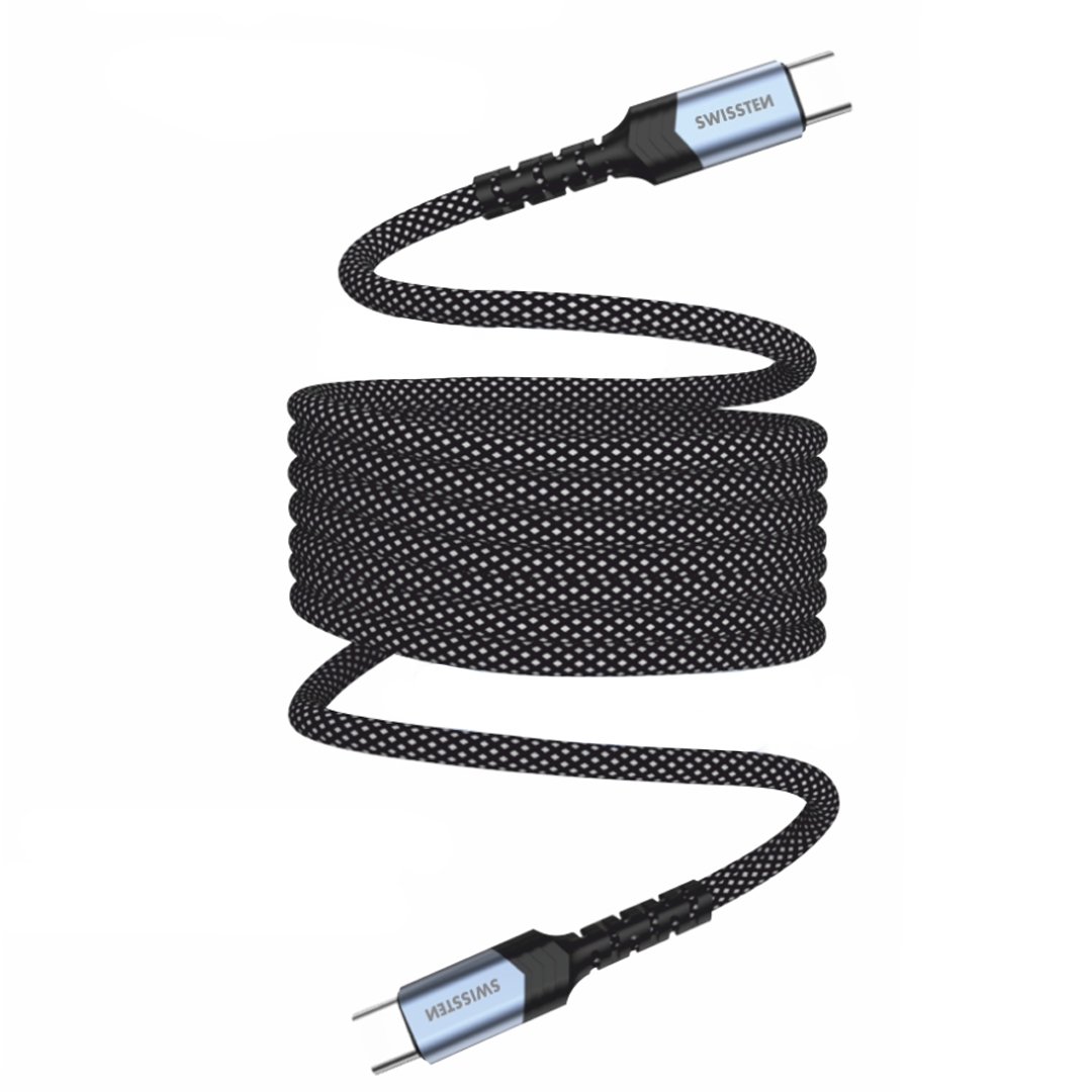Магнитен кабел SWISSTEN Magnetic USB-C към USB-C, 1m, Черен