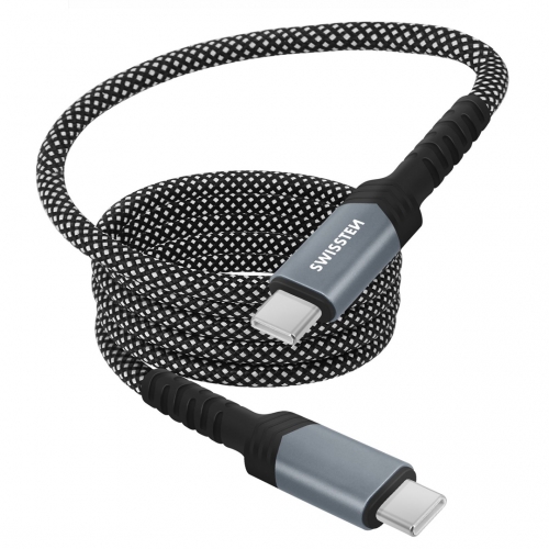 Магнитен кабел SWISSTEN Magnetic USB-C към USB-C, 1m, Черен