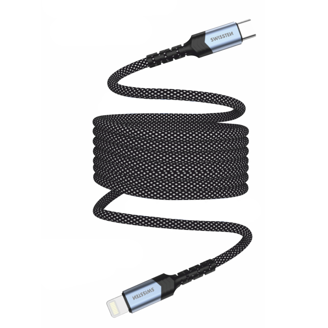 Магнитен кабел SWISSTEN Magnetic USB-C към Lightning, 1m, Черен