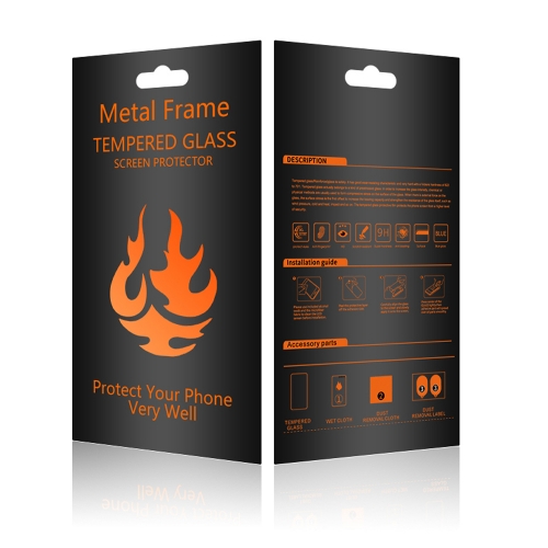 Стъклен протектор с метална рамка Metal Frame за iPhone 14 Pro Max, Черен
